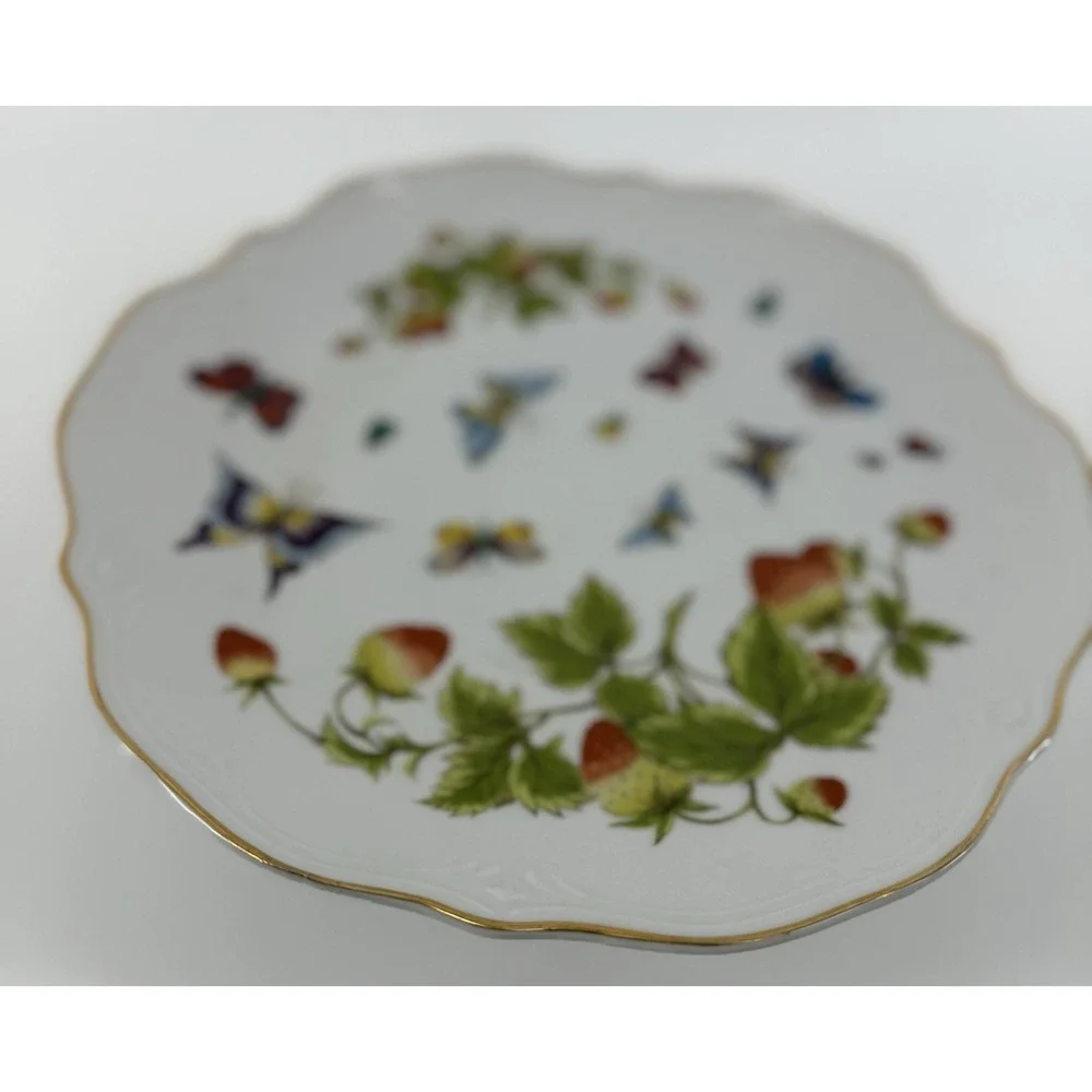 Lefton China Hand-Painted Compote Footed Dish‎ Butterflies Pedestal Bowl